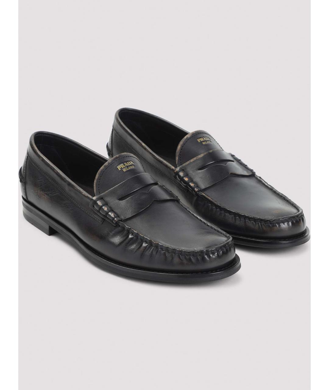 PRADA Черные кожаные лоферы, фото 3