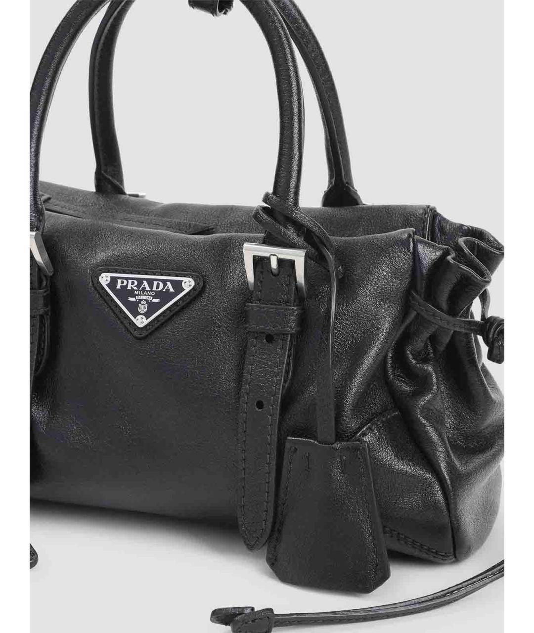 PRADA Черная кожаная сумка тоут, фото 3