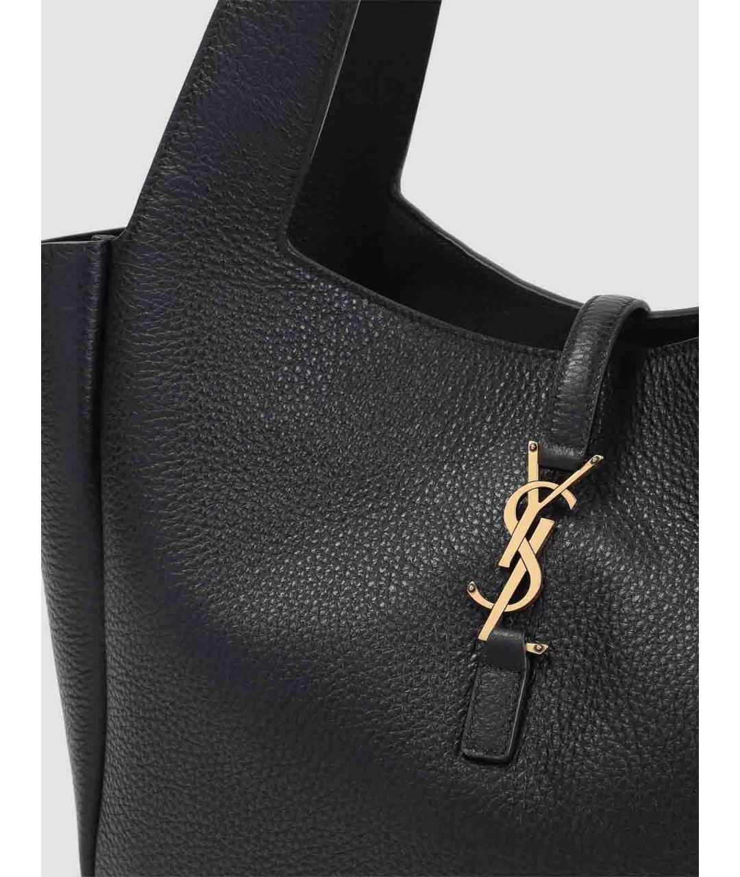 SAINT LAURENT Черная кожаная сумка тоут, фото 3