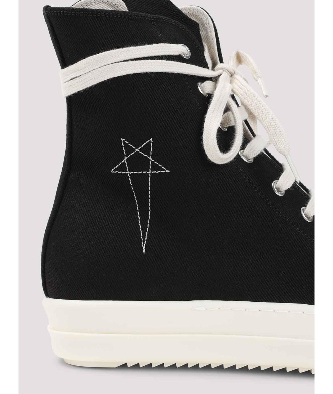 RICK OWENS Черные текстильные высокие кроссовки / кеды, фото 4