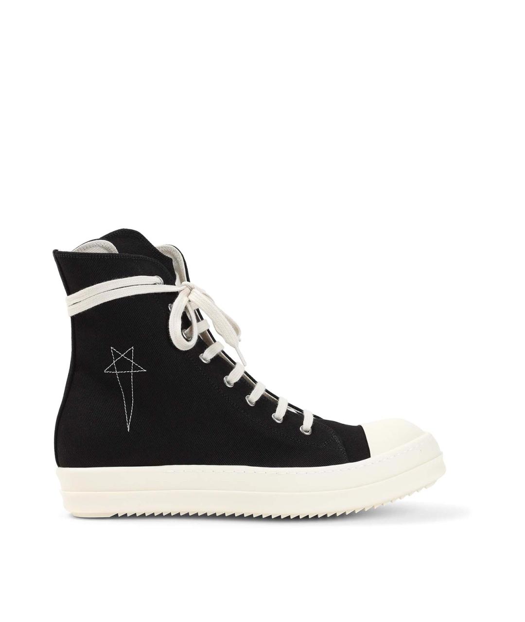 RICK OWENS Черные текстильные высокие кроссовки / кеды, фото 1