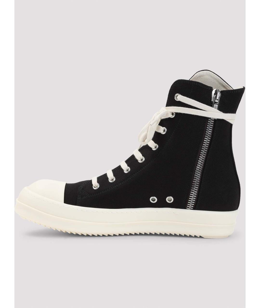 RICK OWENS Черные текстильные высокие кроссовки / кеды, фото 2