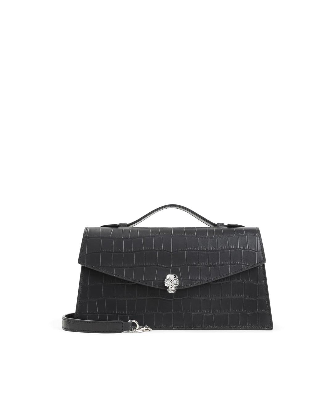 ALEXANDER MCQUEEN Черная кожаная сумка с короткими ручками, фото 1