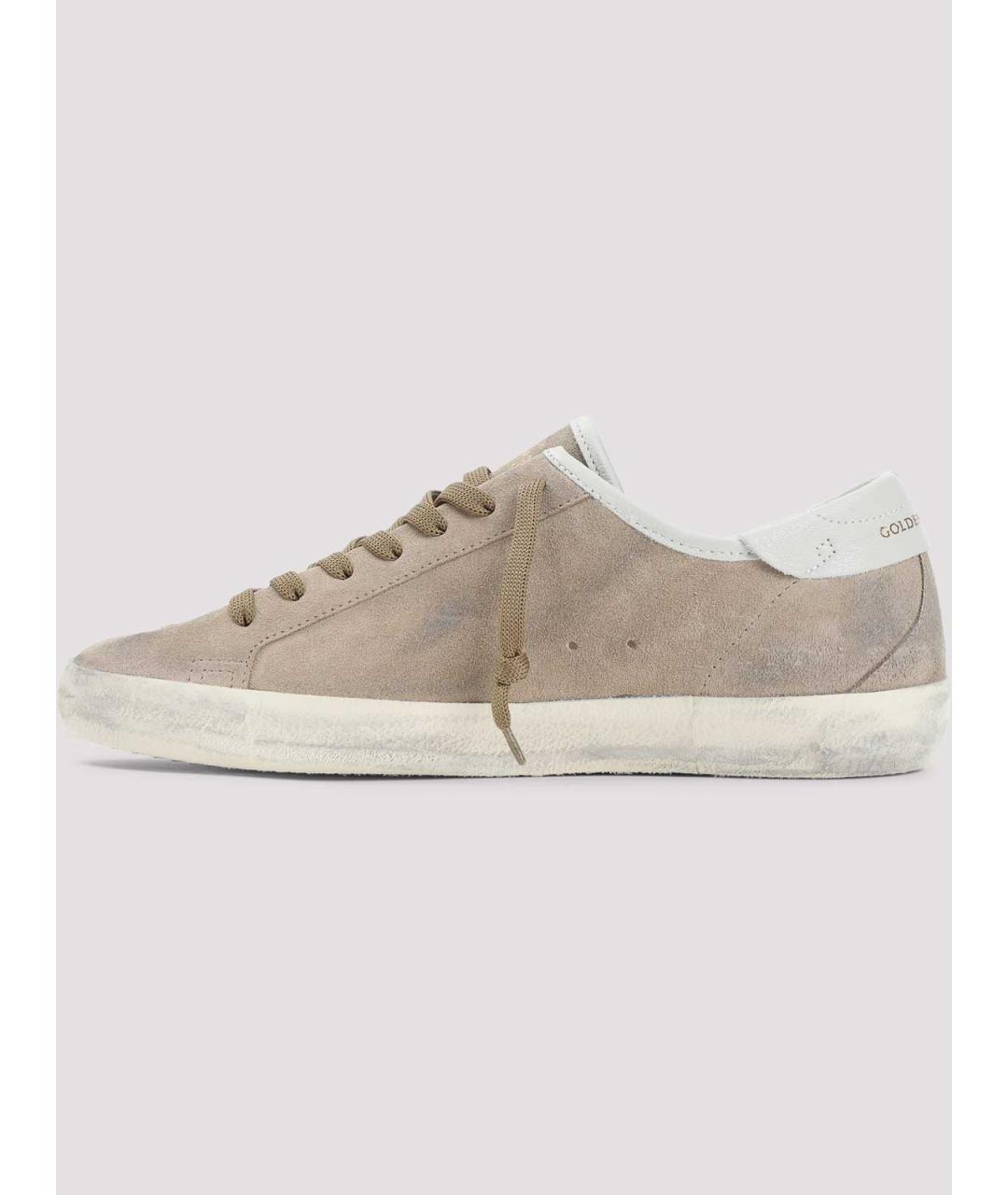 GOLDEN GOOSE Бежевые замшевые низкие кроссовки / кеды, фото 2