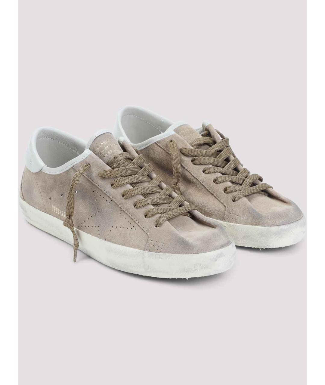 GOLDEN GOOSE Бежевые замшевые низкие кроссовки / кеды, фото 3