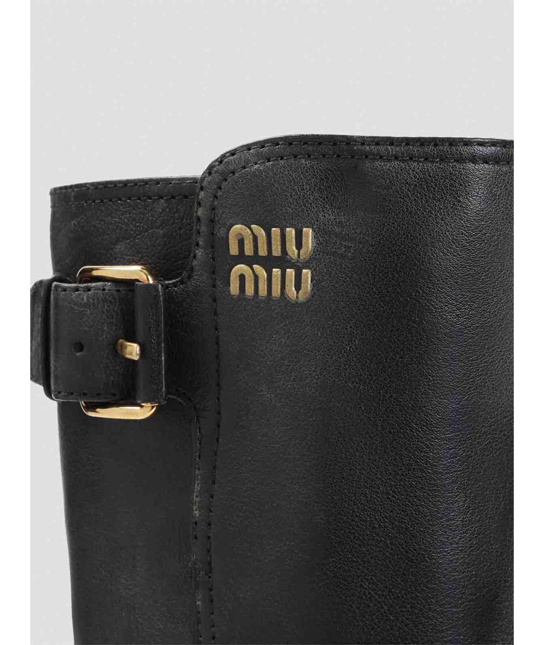 MIU MIU Черные кожаные ботинки, фото 4