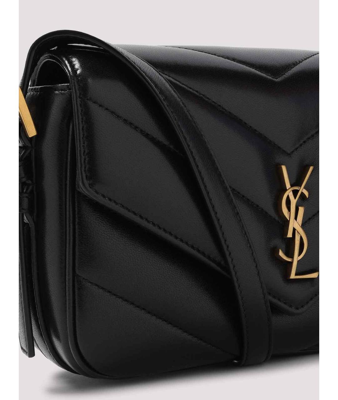 SAINT LAURENT Черная кожаная сумка через плечо, фото 3