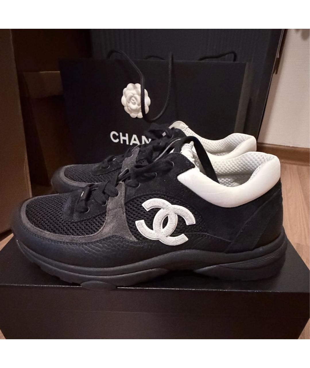 CHANEL Черные кожаные кроссовки, фото 6