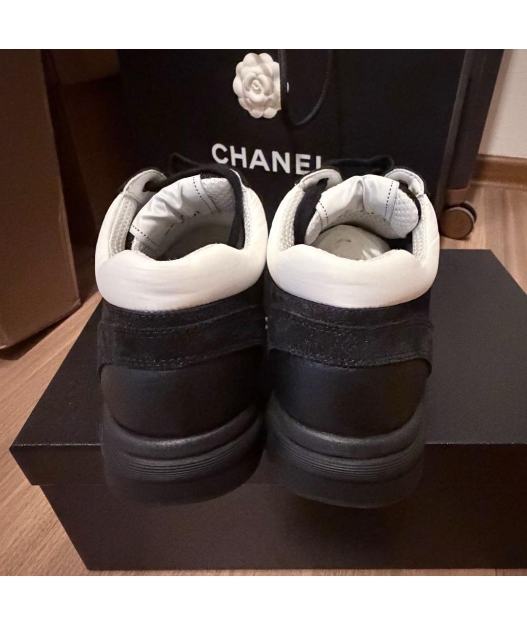 CHANEL Черные кожаные кроссовки, фото 4