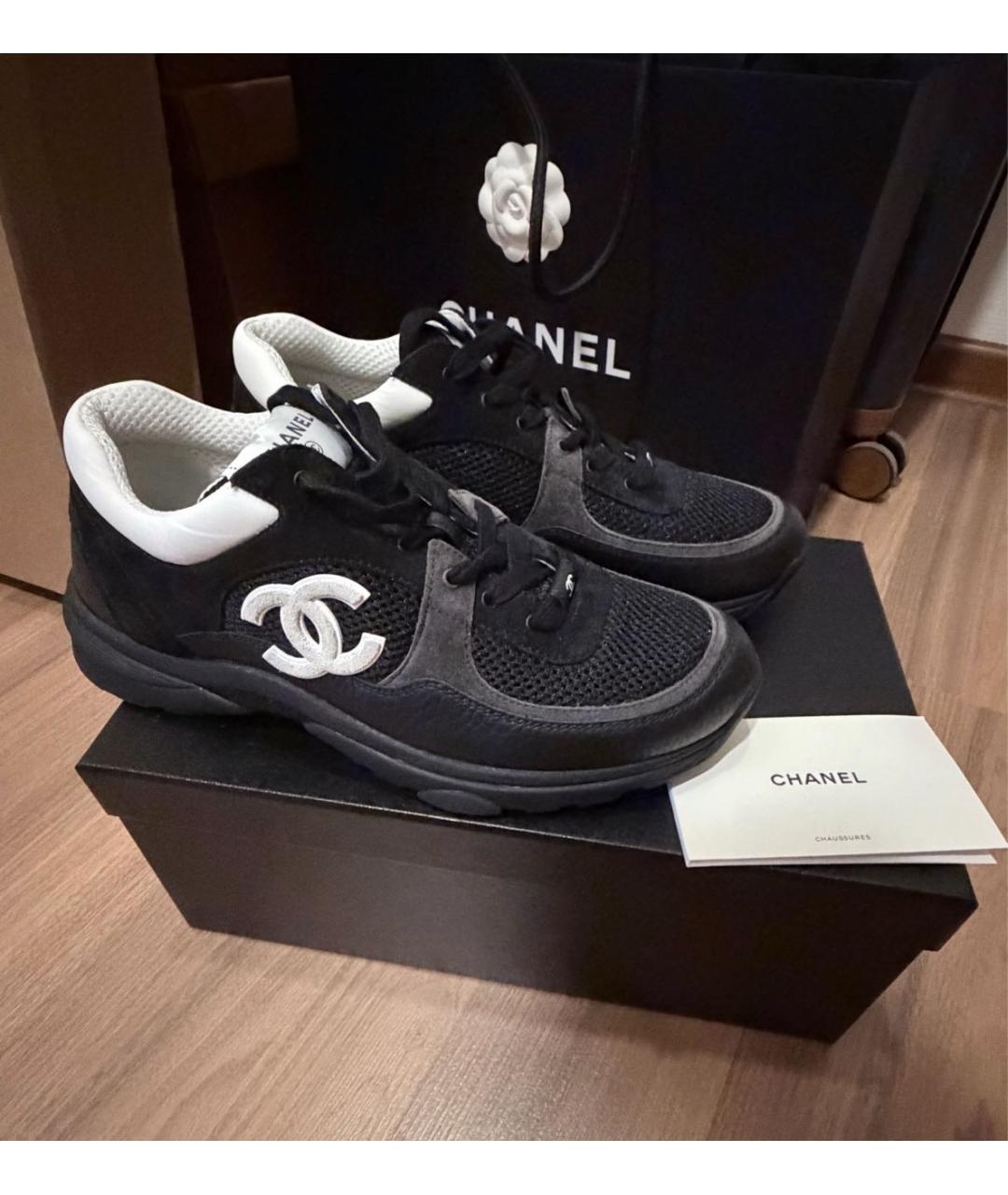 CHANEL Черные кожаные кроссовки, фото 5