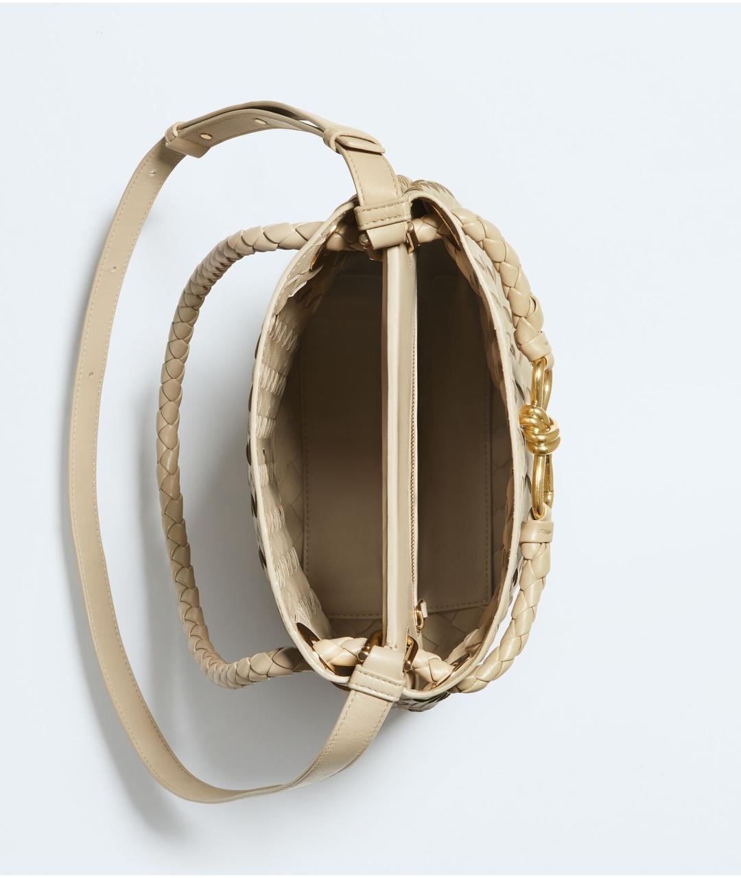 BOTTEGA VENETA Бежевая кожаная сумка с короткими ручками, фото 2
