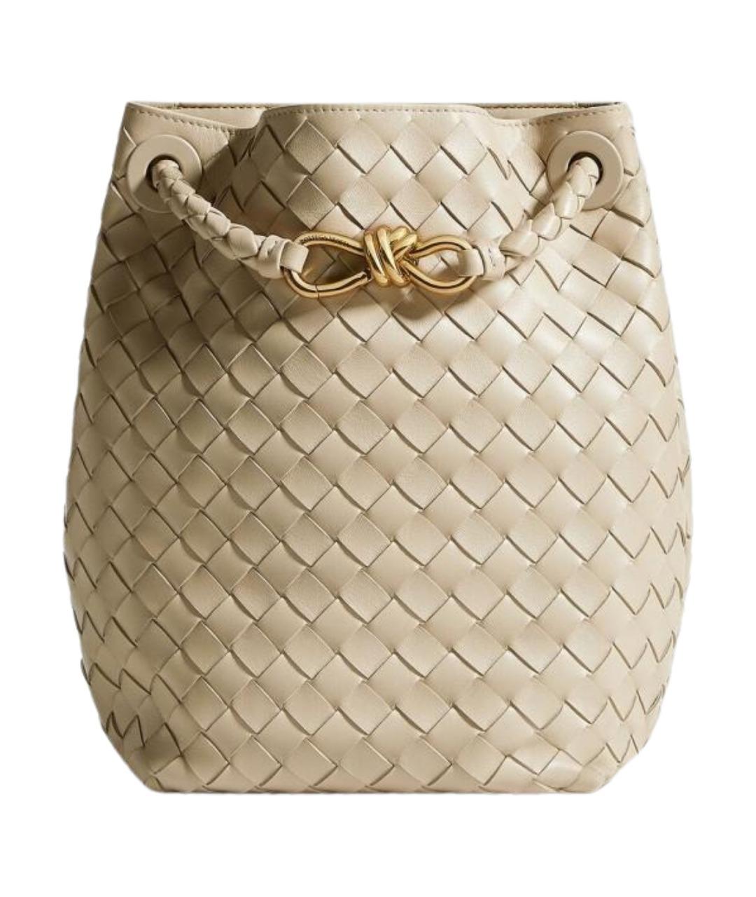 BOTTEGA VENETA Бежевая кожаная сумка с короткими ручками, фото 1