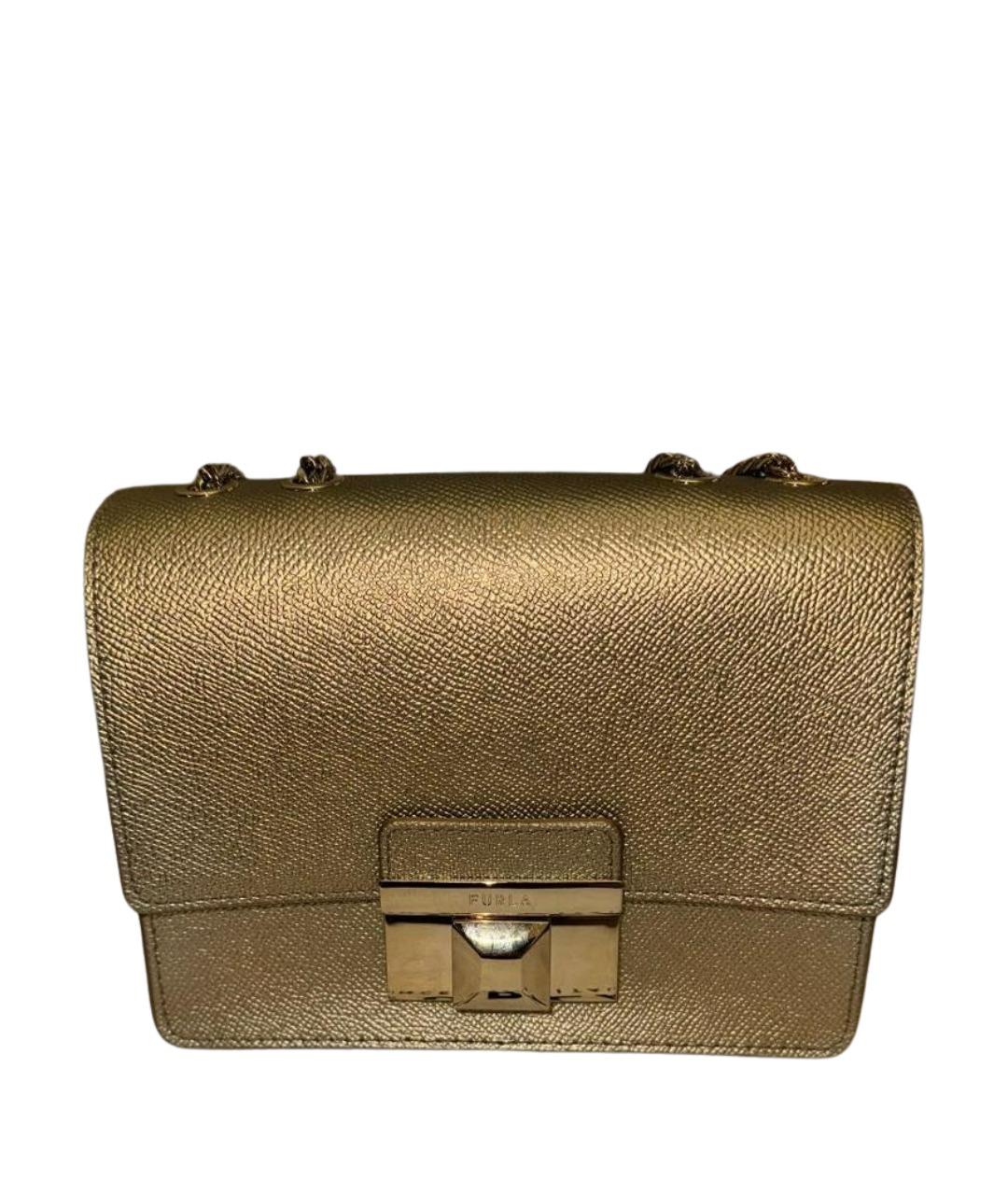 FURLA Золотая кожаная сумка через плечо, фото 1
