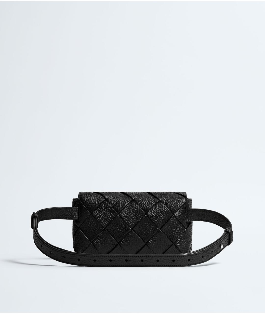 BOTTEGA VENETA Черная кожаная поясная сумка, фото 5