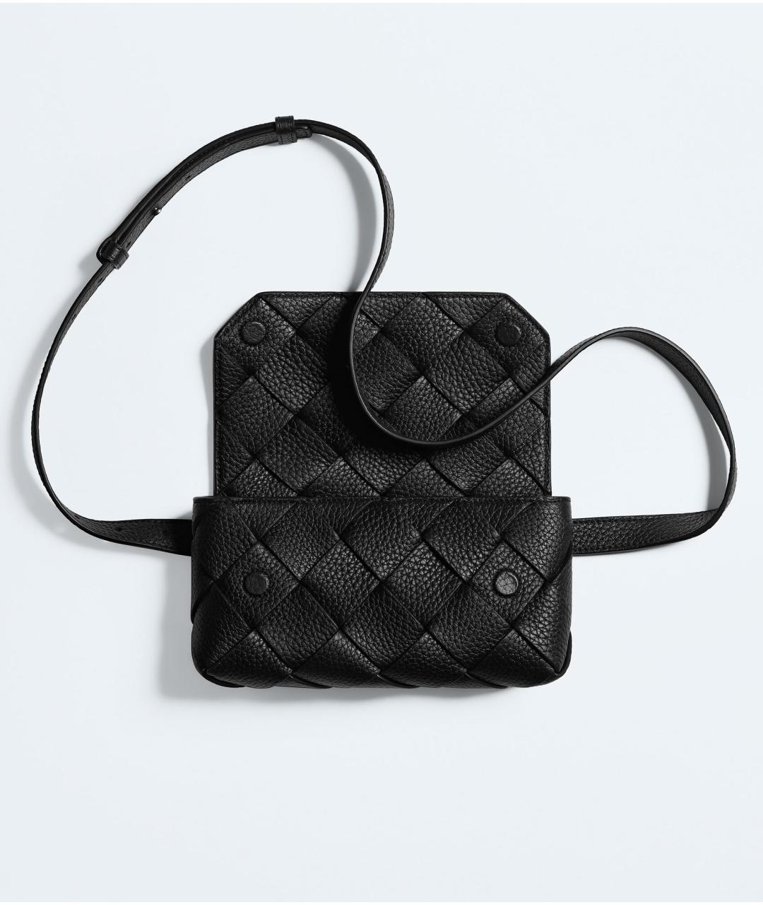 BOTTEGA VENETA Черная кожаная поясная сумка, фото 3