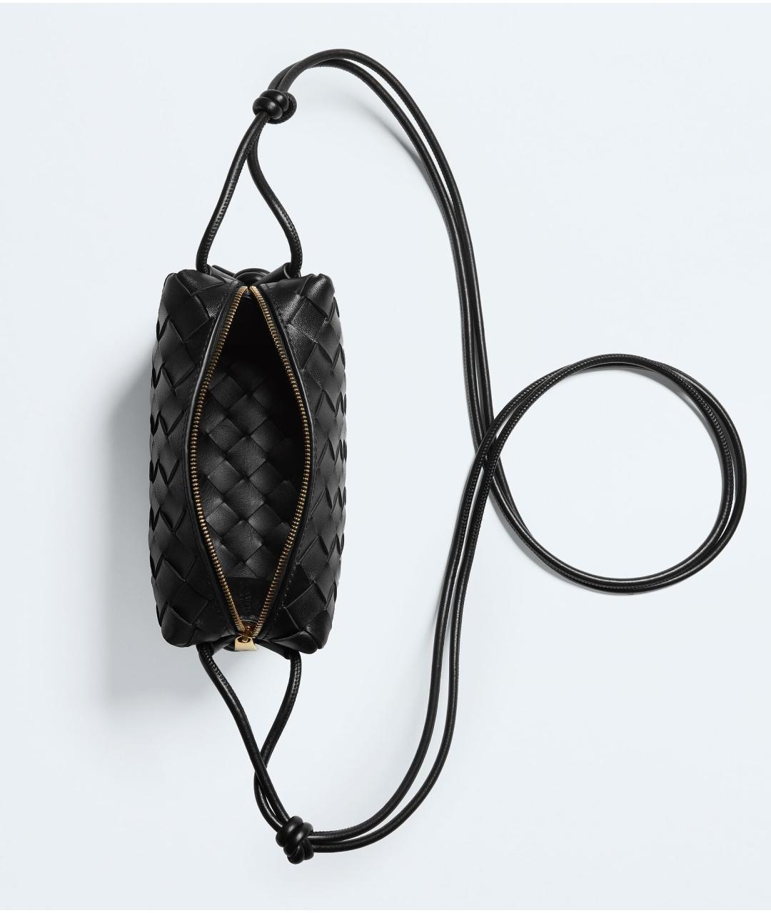 BOTTEGA VENETA Черная кожаная сумка через плечо, фото 2