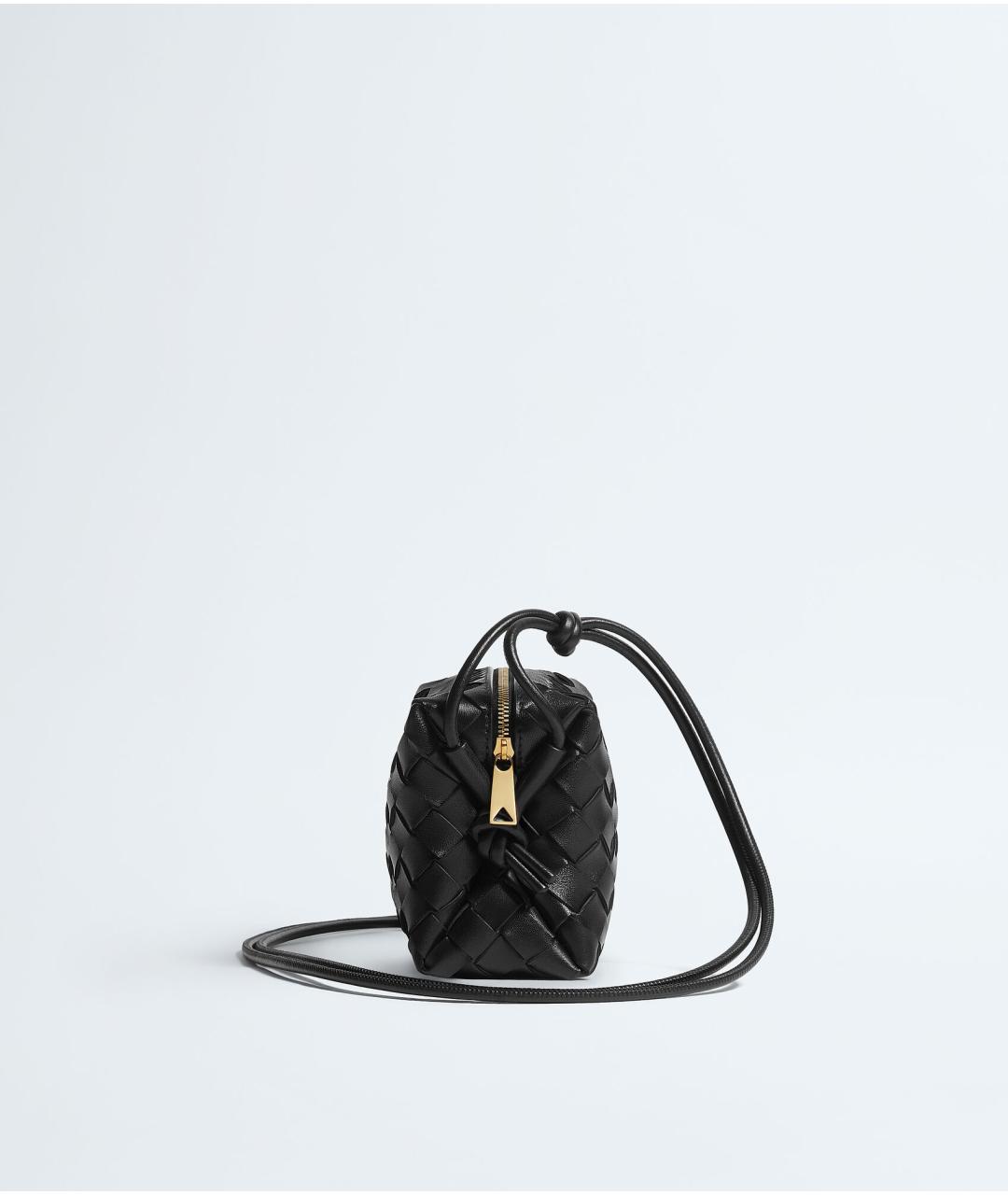 BOTTEGA VENETA Черная кожаная сумка через плечо, фото 3