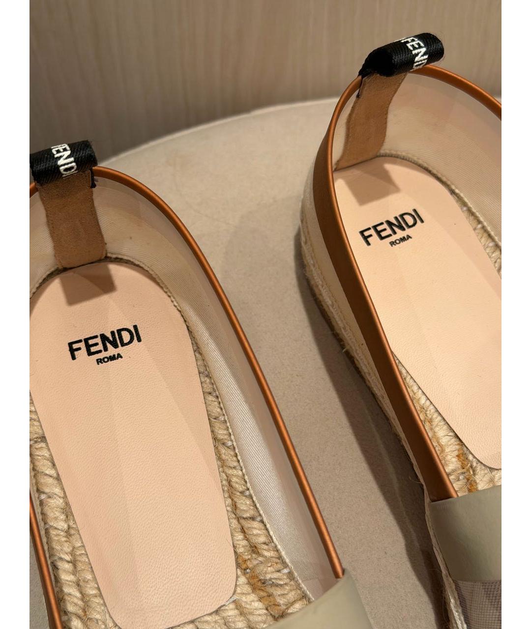 FENDI Бежевые текстильные эспадрильи, фото 7