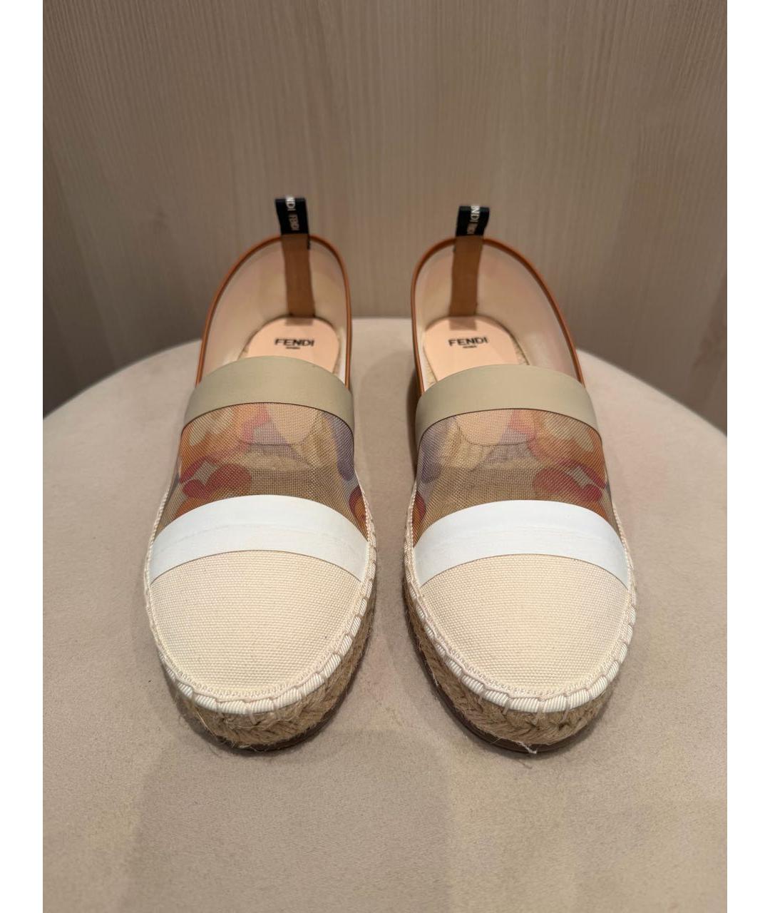 FENDI Бежевые текстильные эспадрильи, фото 2