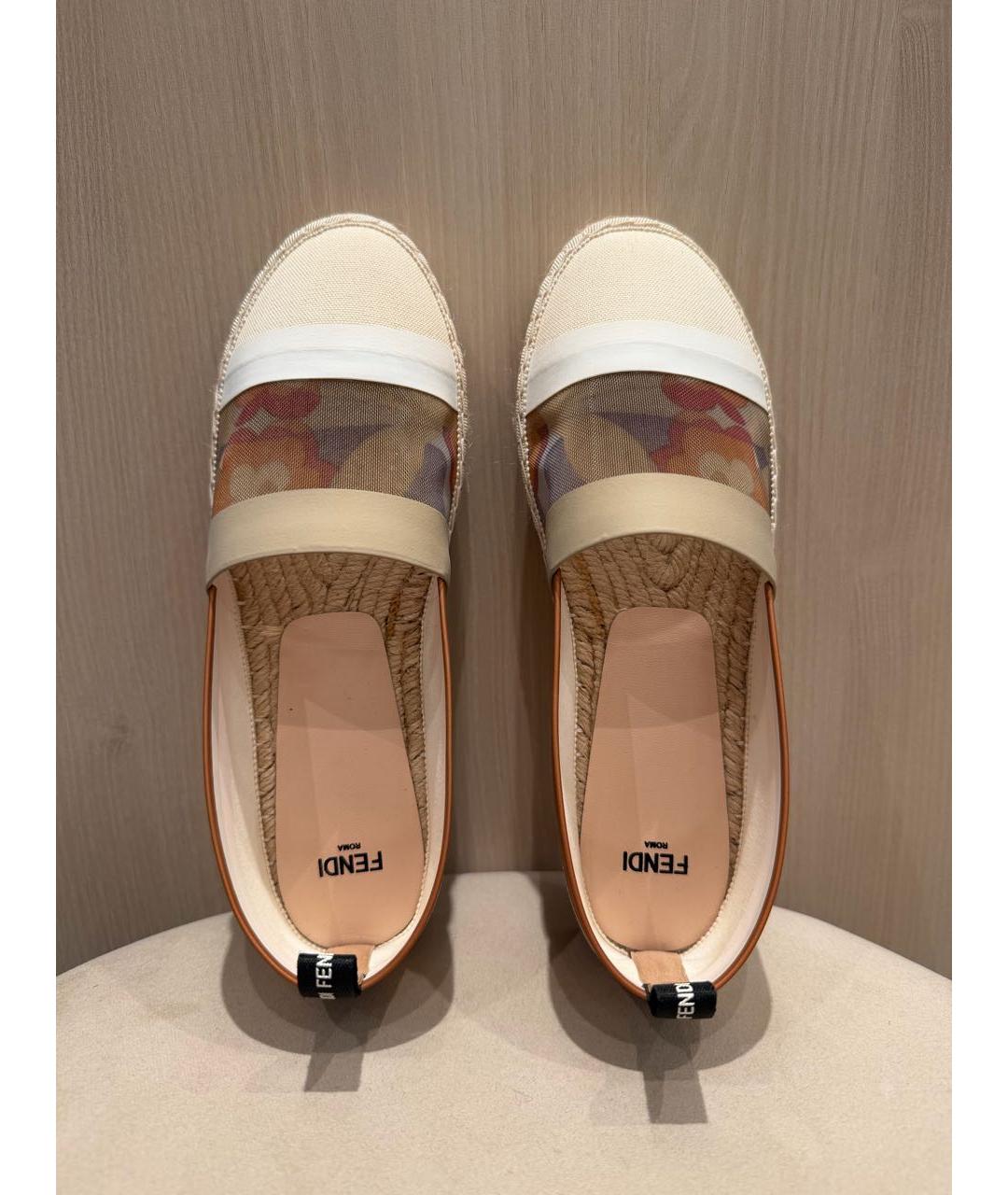 FENDI Бежевые текстильные эспадрильи, фото 3