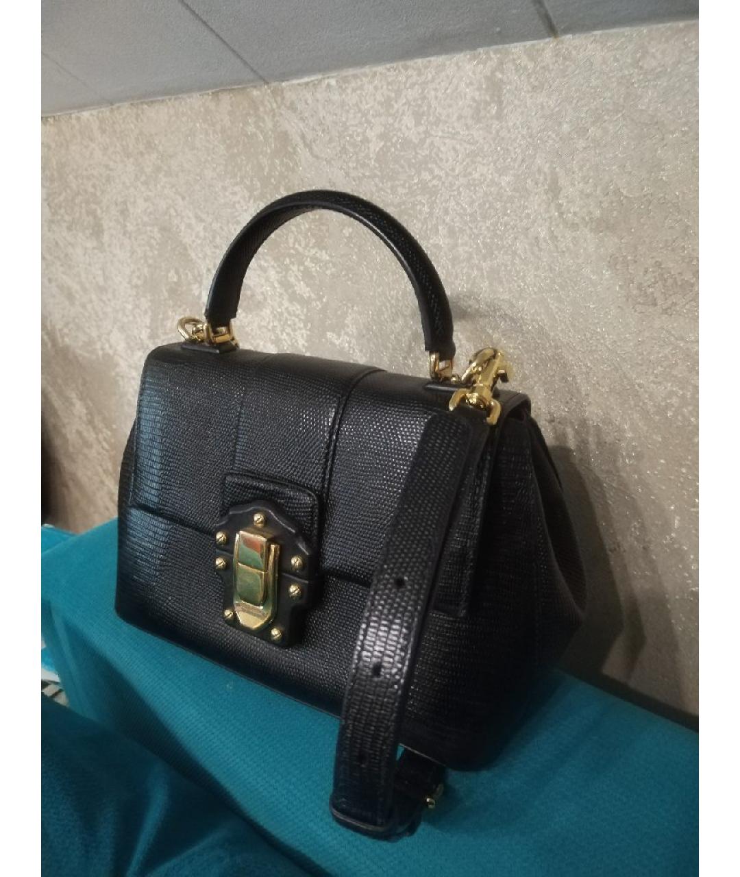 DOLCE&GABBANA Черная кожаная сумка через плечо, фото 2