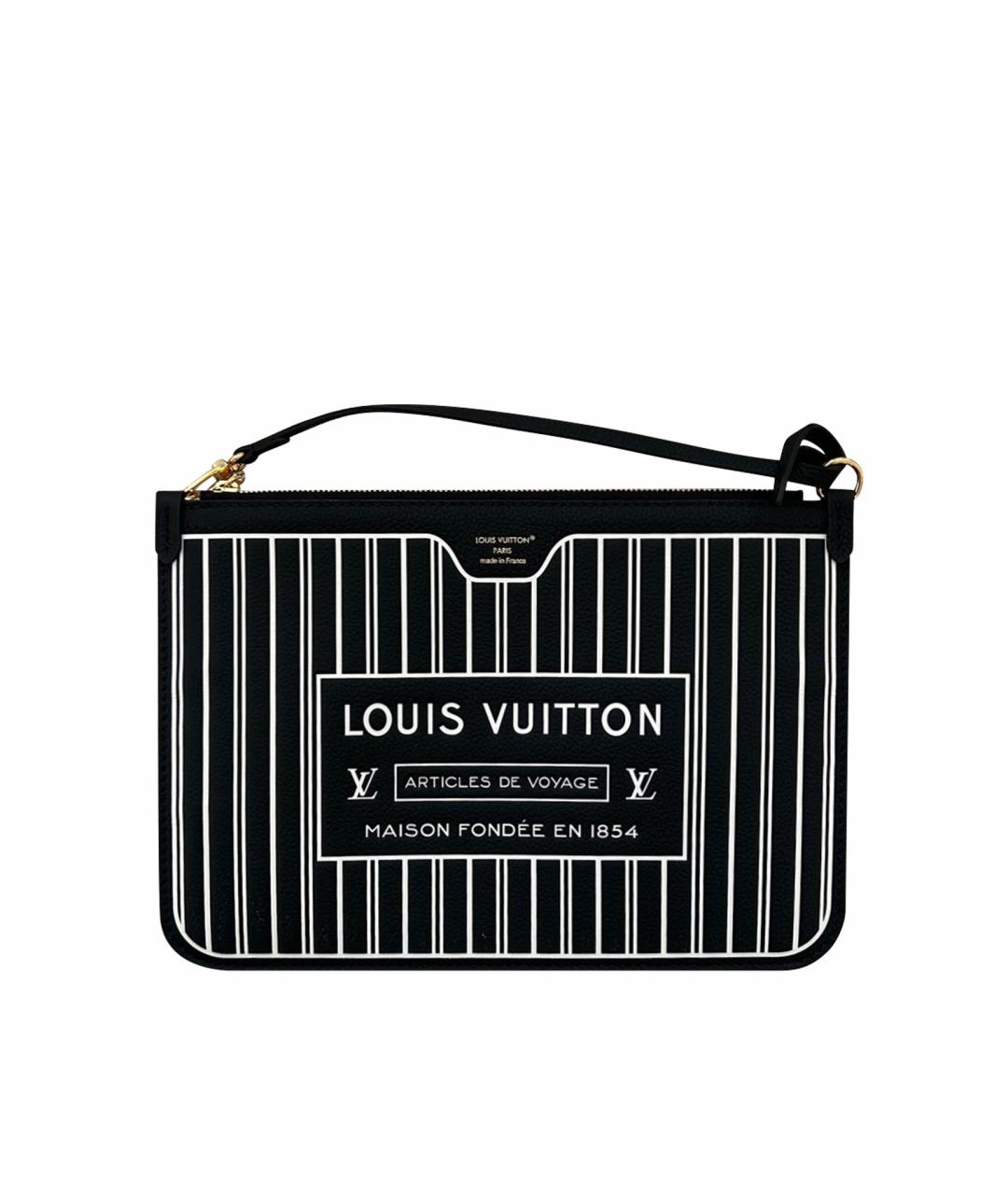 LOUIS VUITTON Черная кожаная сумка с короткими ручками, фото 1