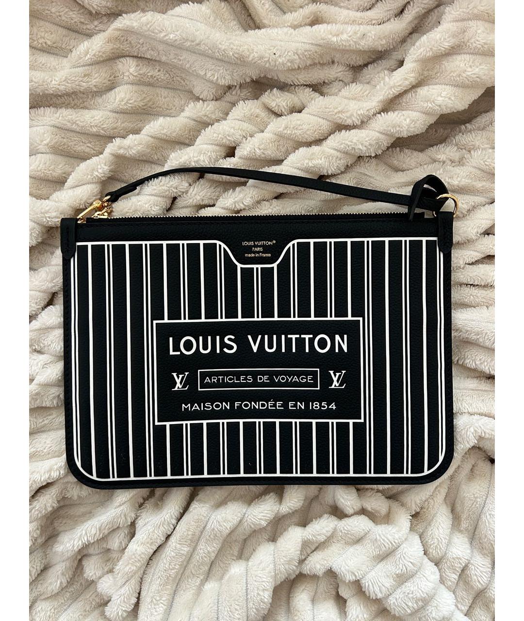 LOUIS VUITTON Черная кожаная сумка с короткими ручками, фото 6