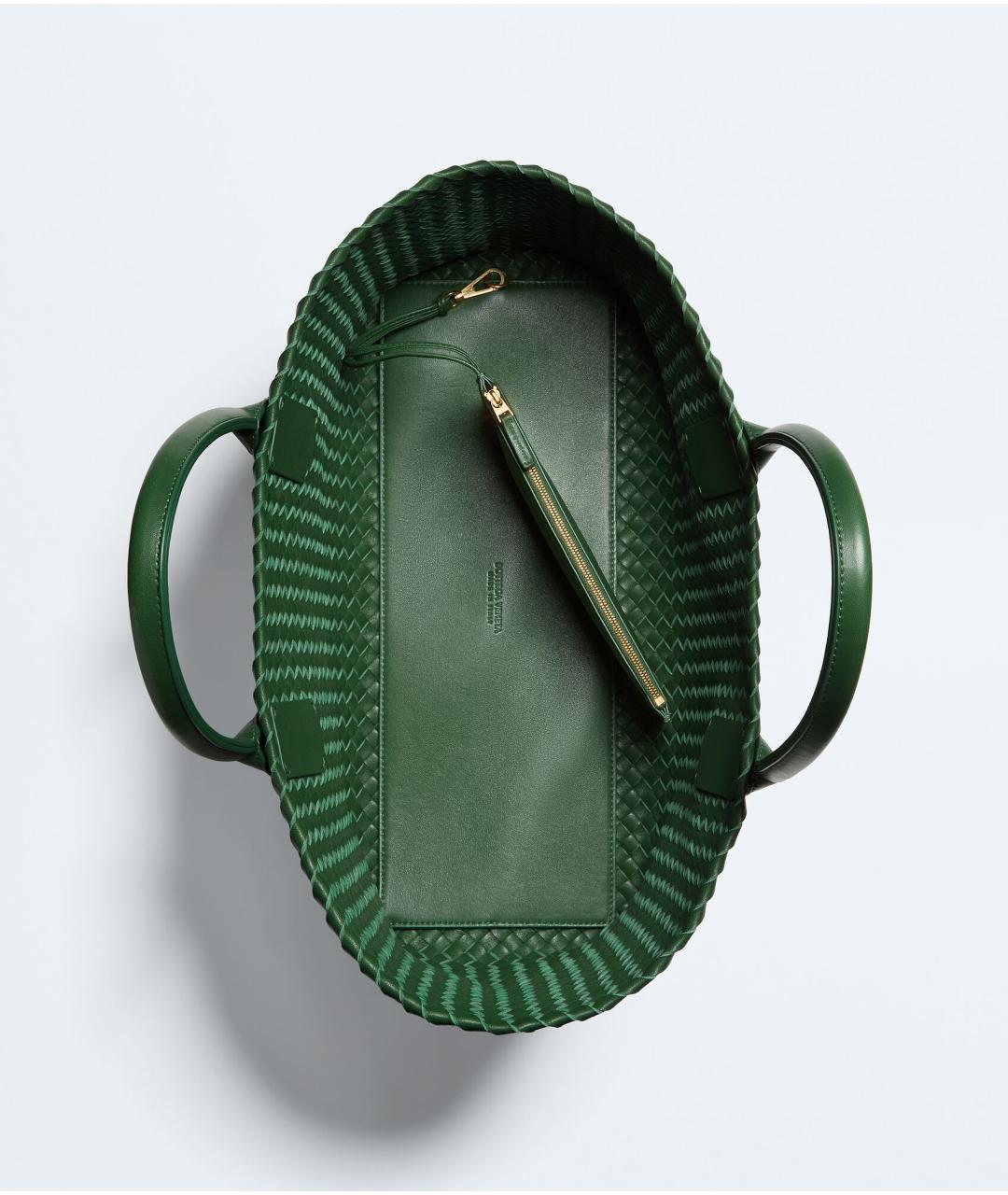BOTTEGA VENETA Зеленая кожаная сумка тоут, фото 3
