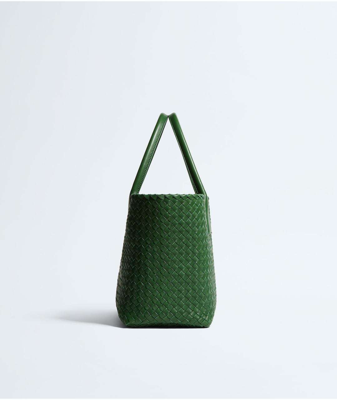 BOTTEGA VENETA Зеленая кожаная сумка тоут, фото 4
