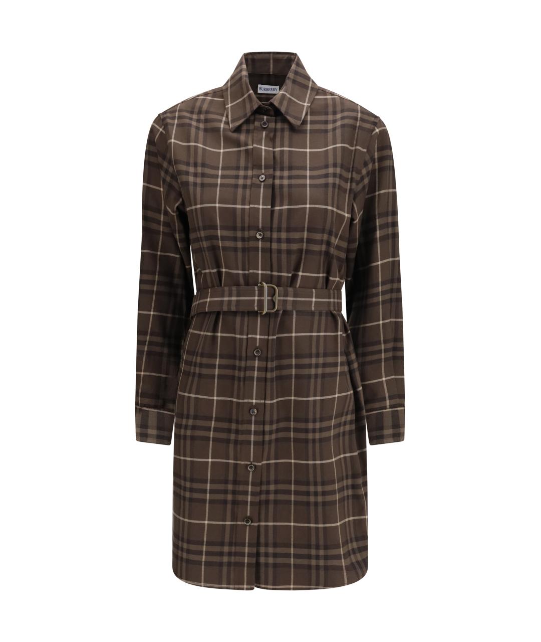 BURBERRY Коричневое хлопковое повседневное платье, фото 1