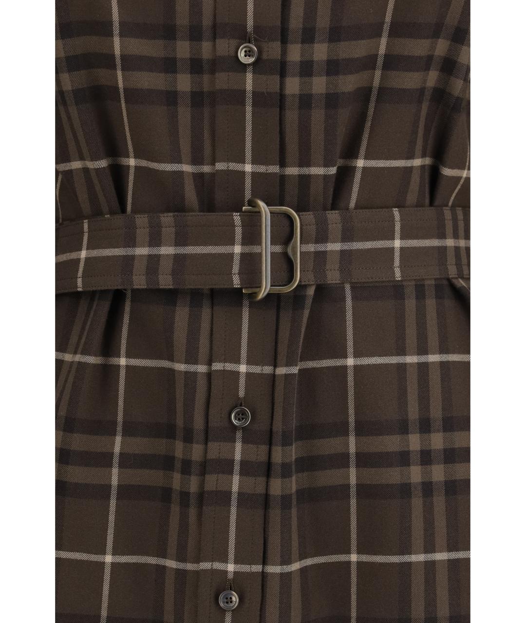 BURBERRY Коричневое хлопковое повседневное платье, фото 3