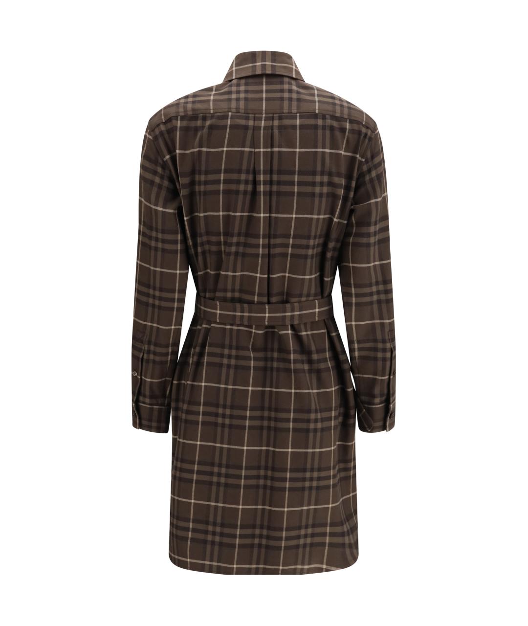 BURBERRY Коричневое хлопковое повседневное платье, фото 2