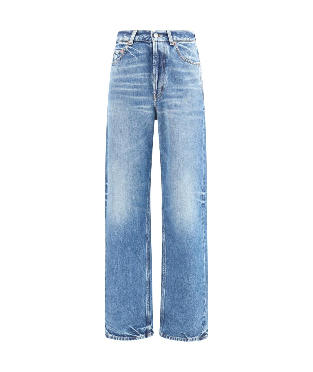 SAINT LAURENT Голубые хлопковые прямые джинсы, фото 1