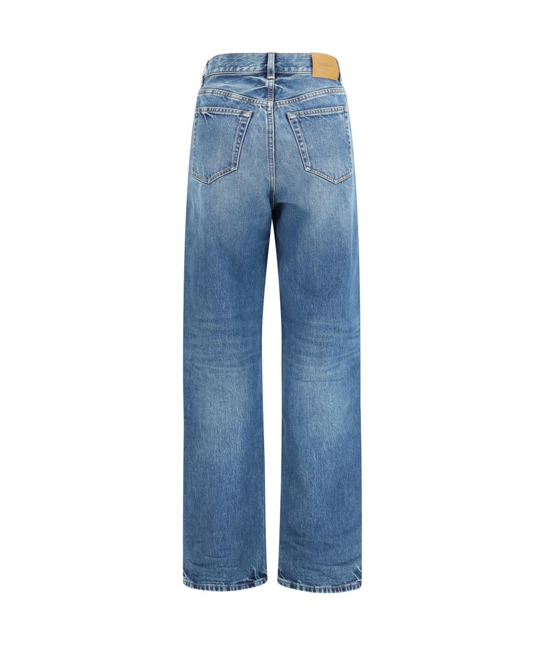 SAINT LAURENT Голубые хлопковые прямые джинсы, фото 2
