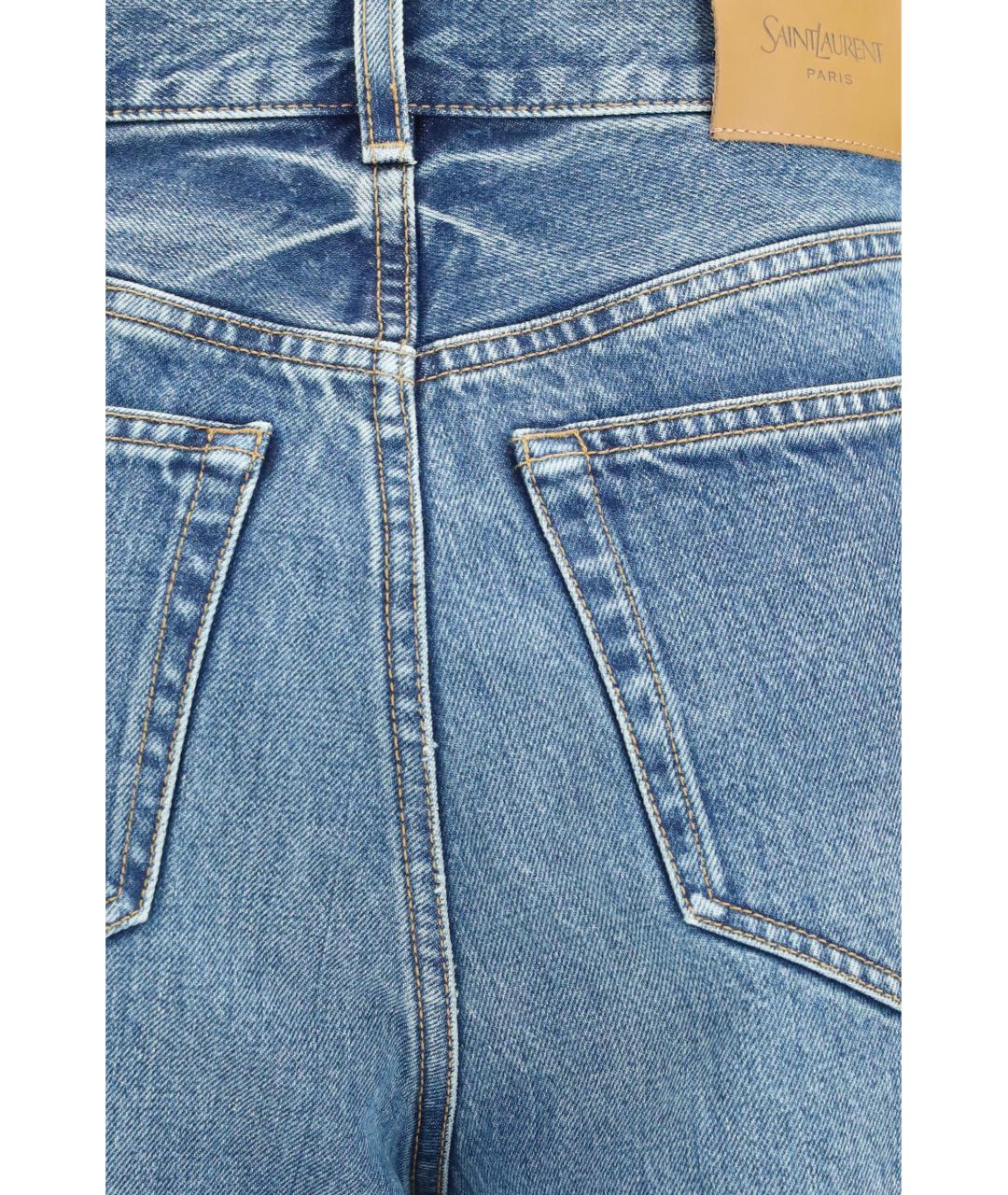 SAINT LAURENT Голубые хлопковые прямые джинсы, фото 3