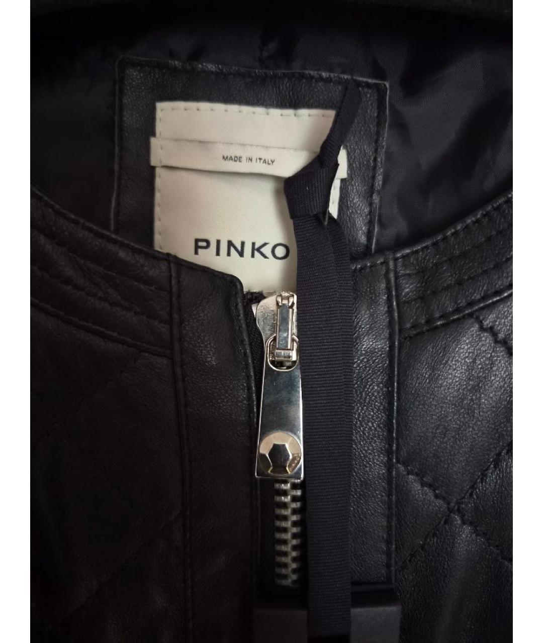 PINKO Черная кожаная куртка, фото 3