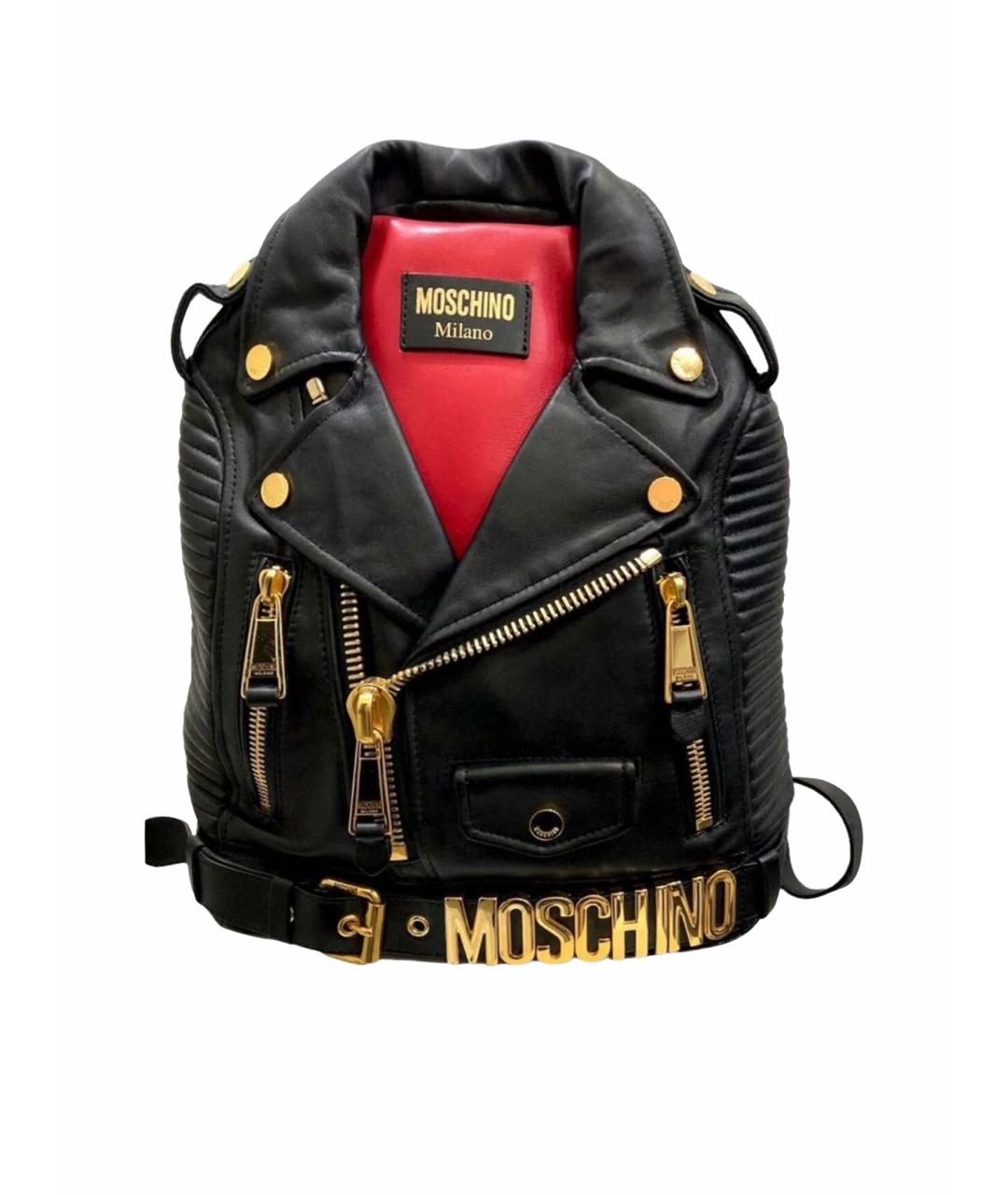 MOSCHINO Черный кожаный рюкзак, фото 1
