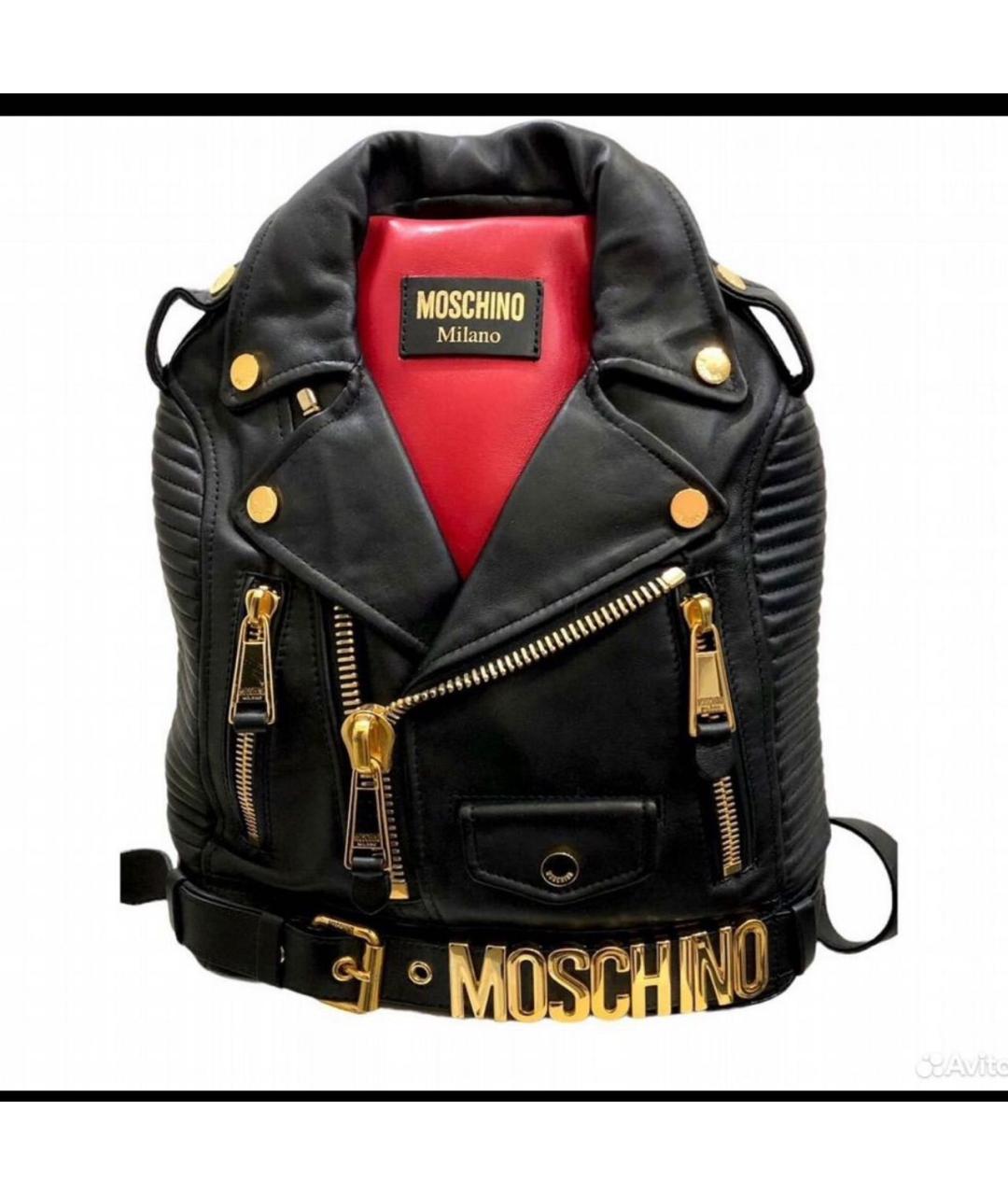 MOSCHINO Черный кожаный рюкзак, фото 7