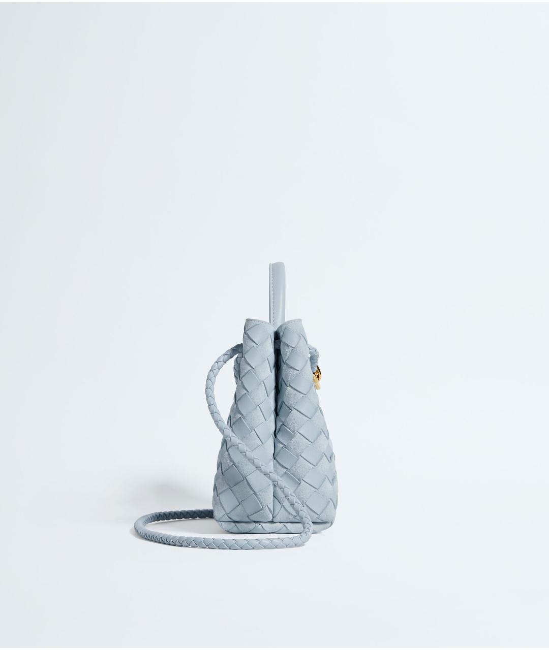 BOTTEGA VENETA Голубая кожаная сумка с короткими ручками, фото 4