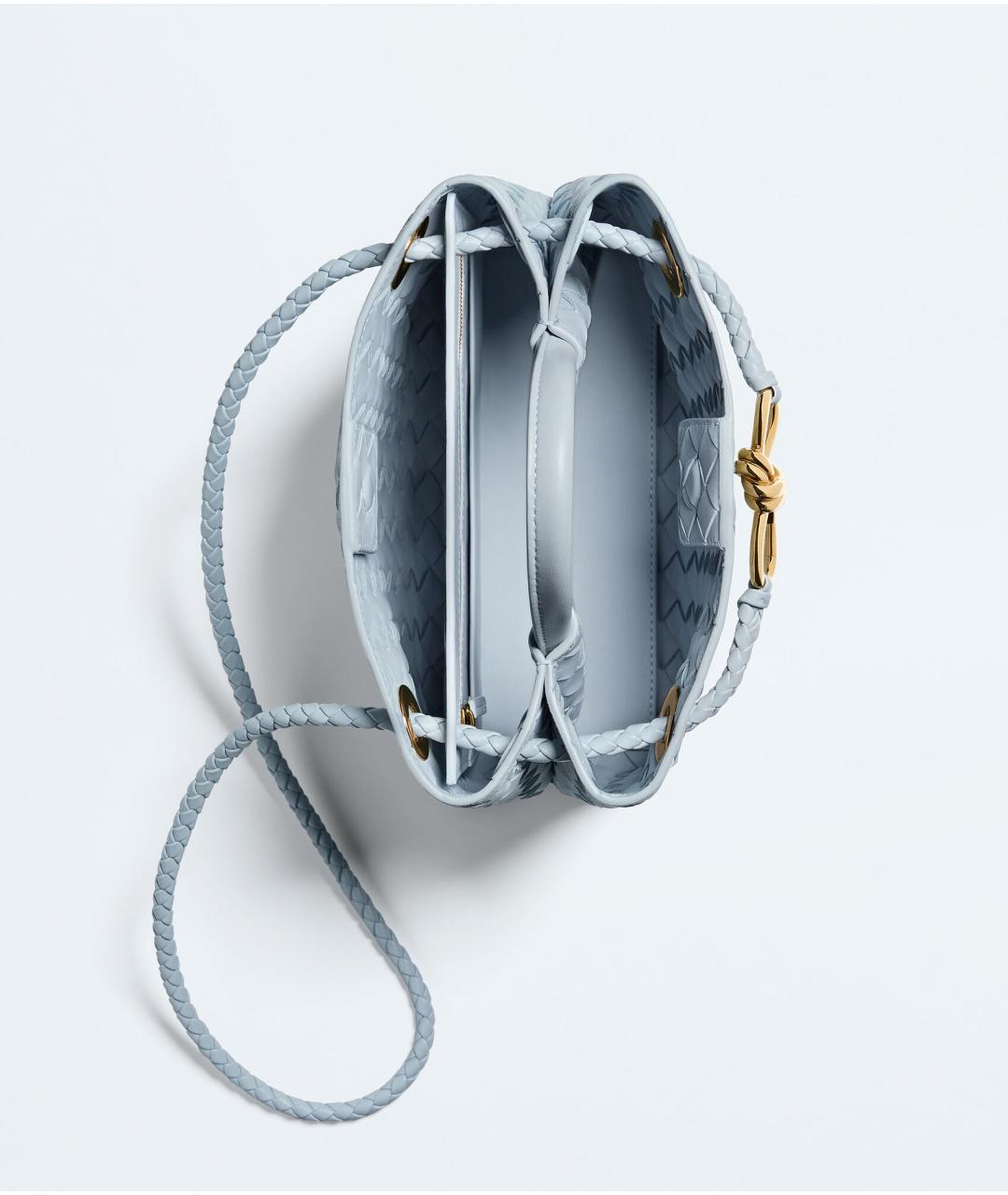 BOTTEGA VENETA Голубая кожаная сумка с короткими ручками, фото 3