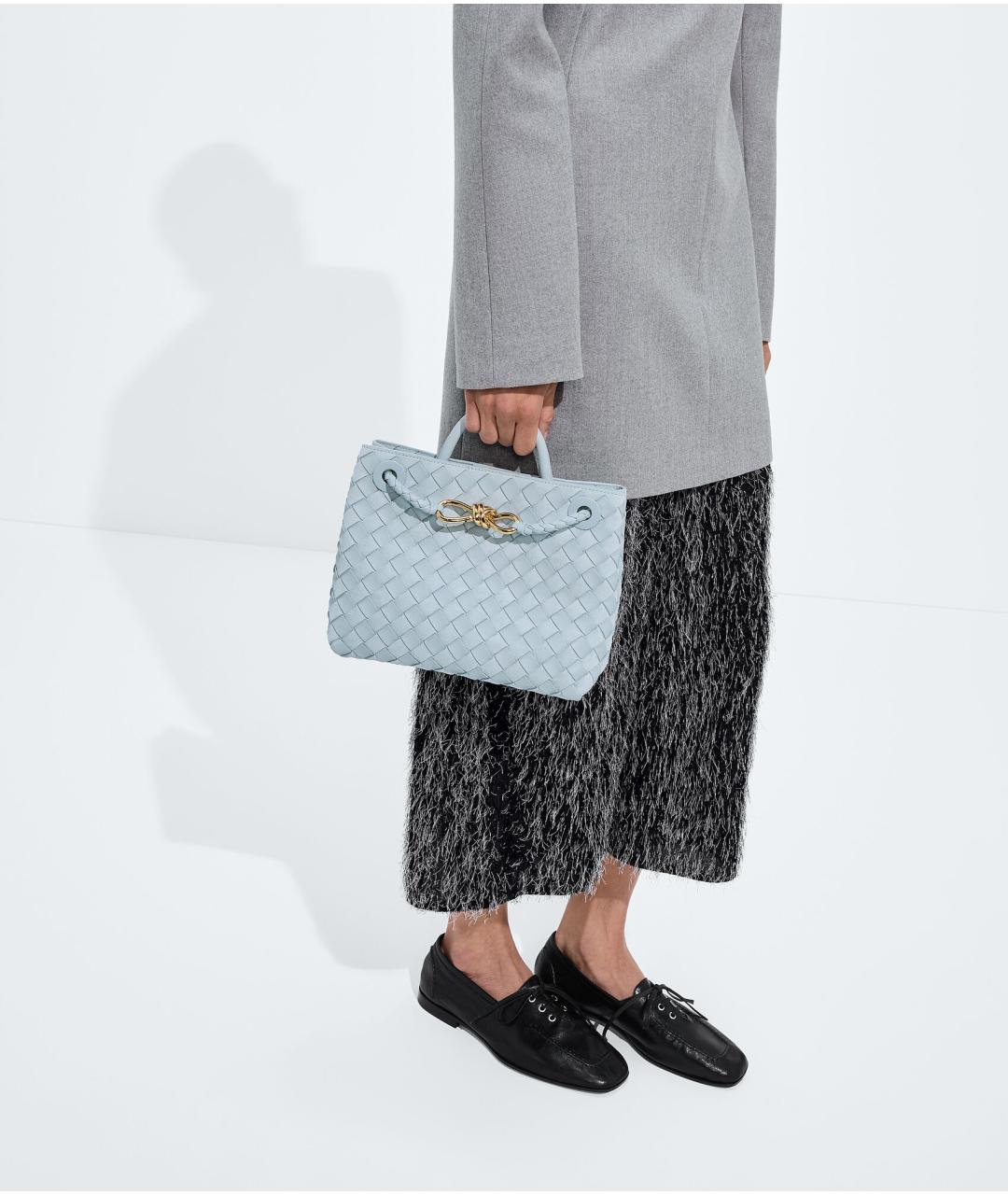 BOTTEGA VENETA Голубая кожаная сумка с короткими ручками, фото 2