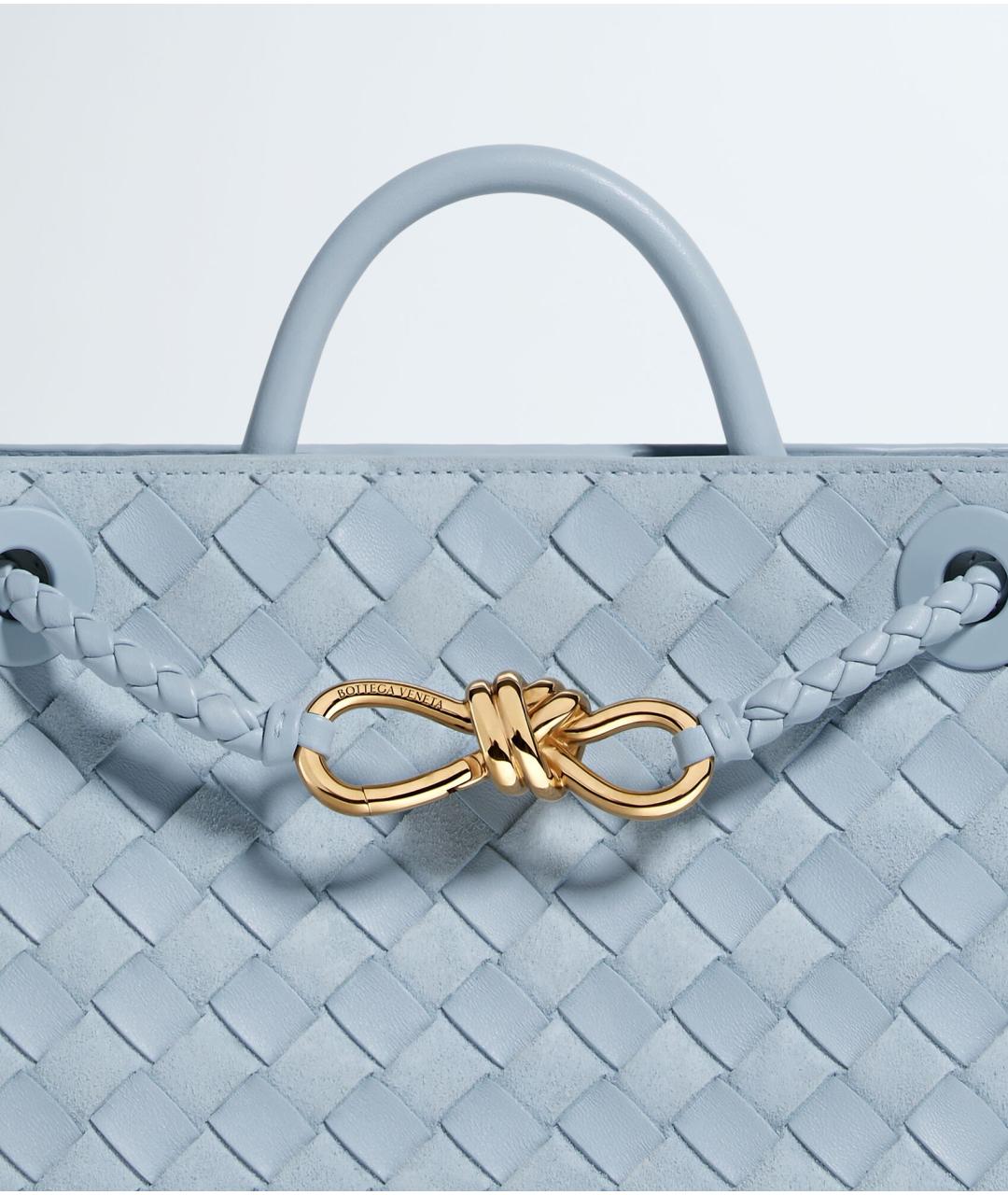 BOTTEGA VENETA Голубая кожаная сумка с короткими ручками, фото 6