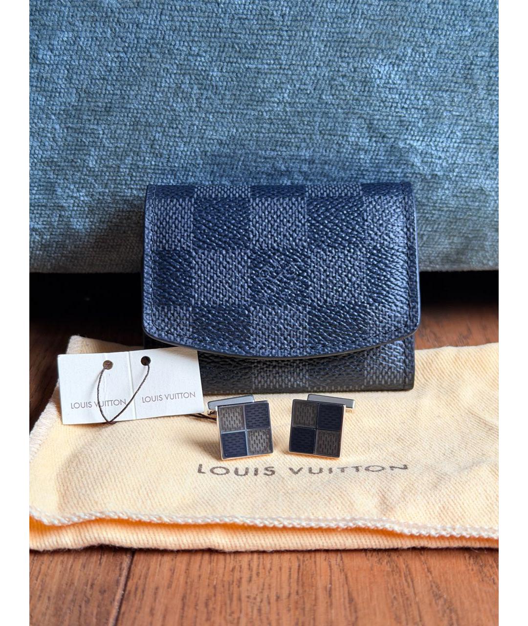 LOUIS VUITTON Антрацитовые серебряные запонки, фото 3