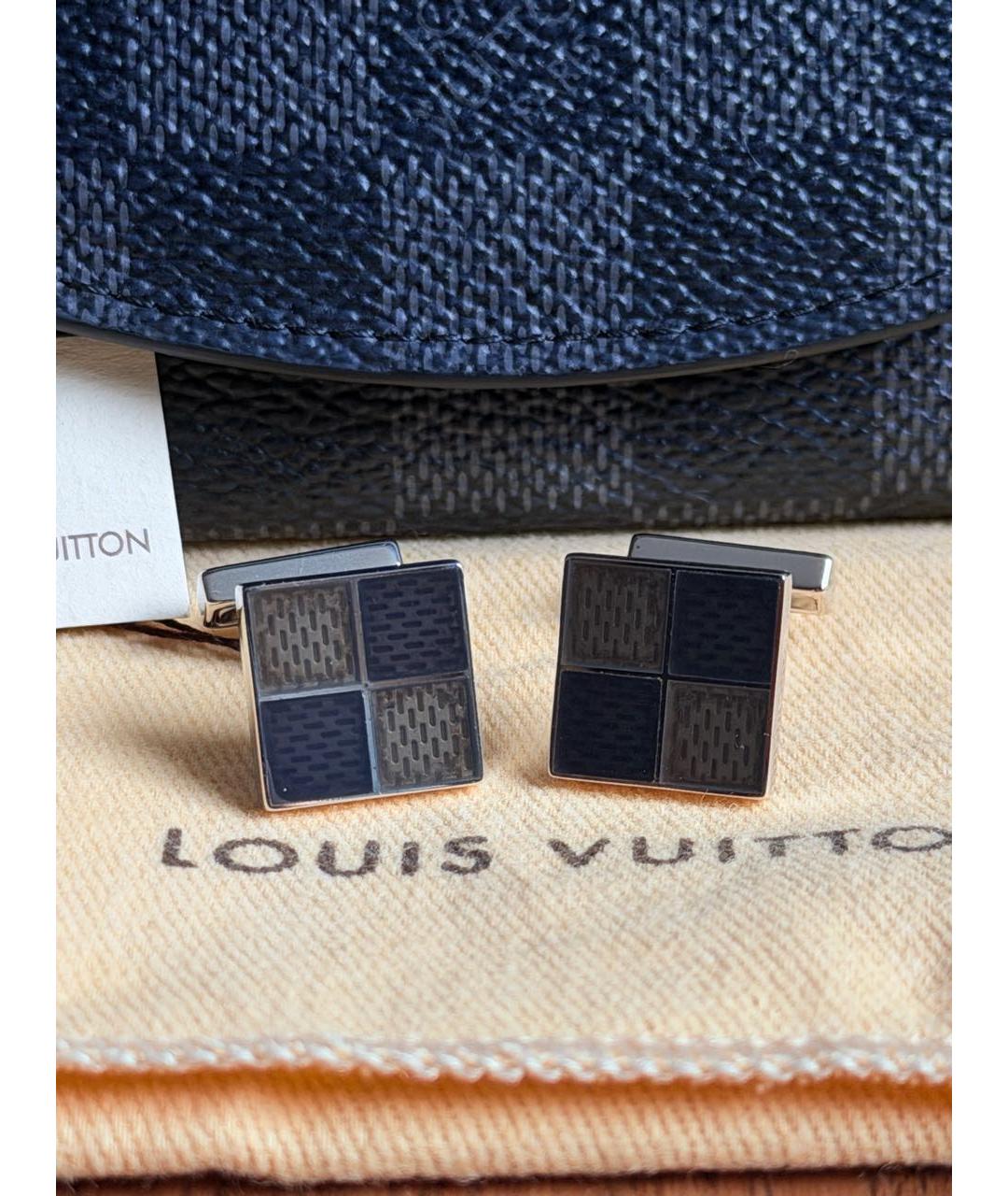 LOUIS VUITTON Антрацитовые серебряные запонки, фото 4