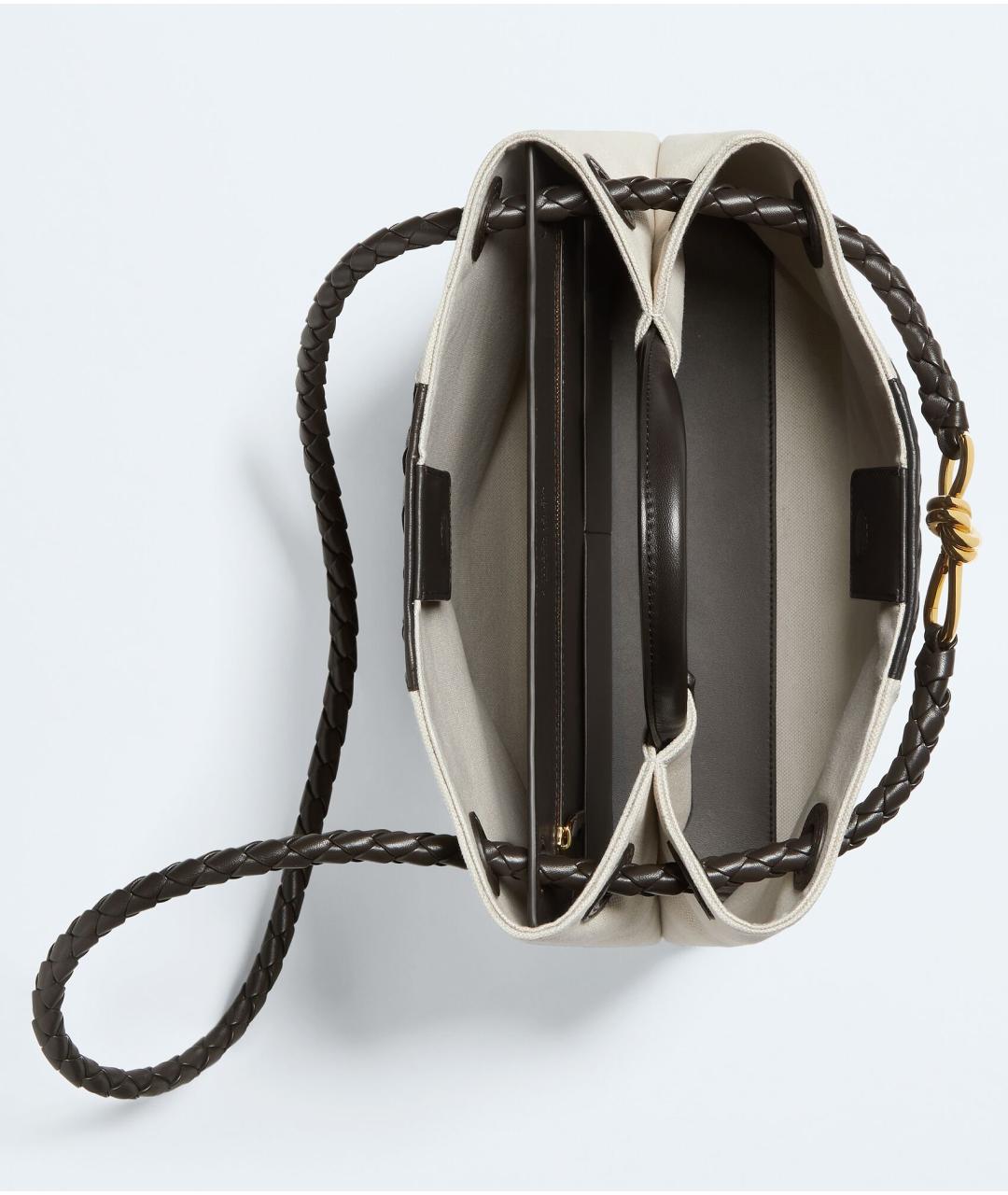 BOTTEGA VENETA Бежевая льняная сумка с короткими ручками, фото 3
