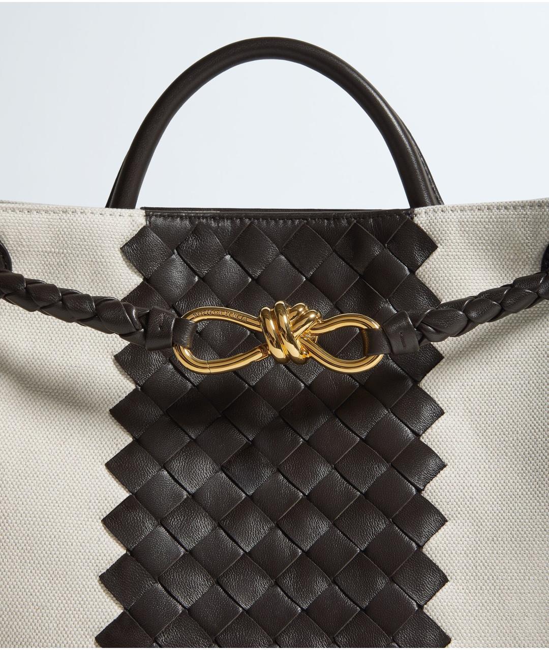 BOTTEGA VENETA Бежевая льняная сумка с короткими ручками, фото 6