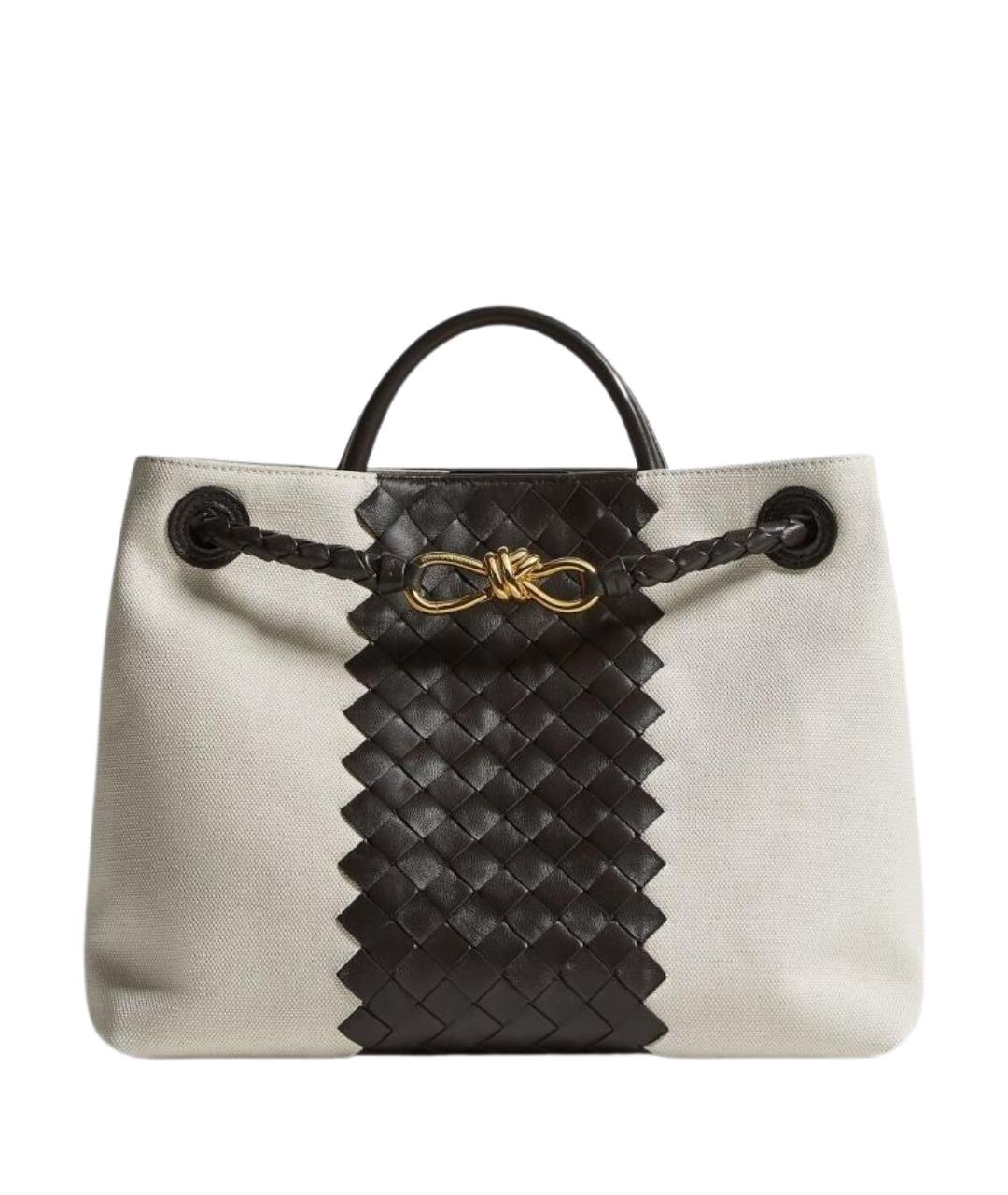 BOTTEGA VENETA Бежевая льняная сумка с короткими ручками, фото 1