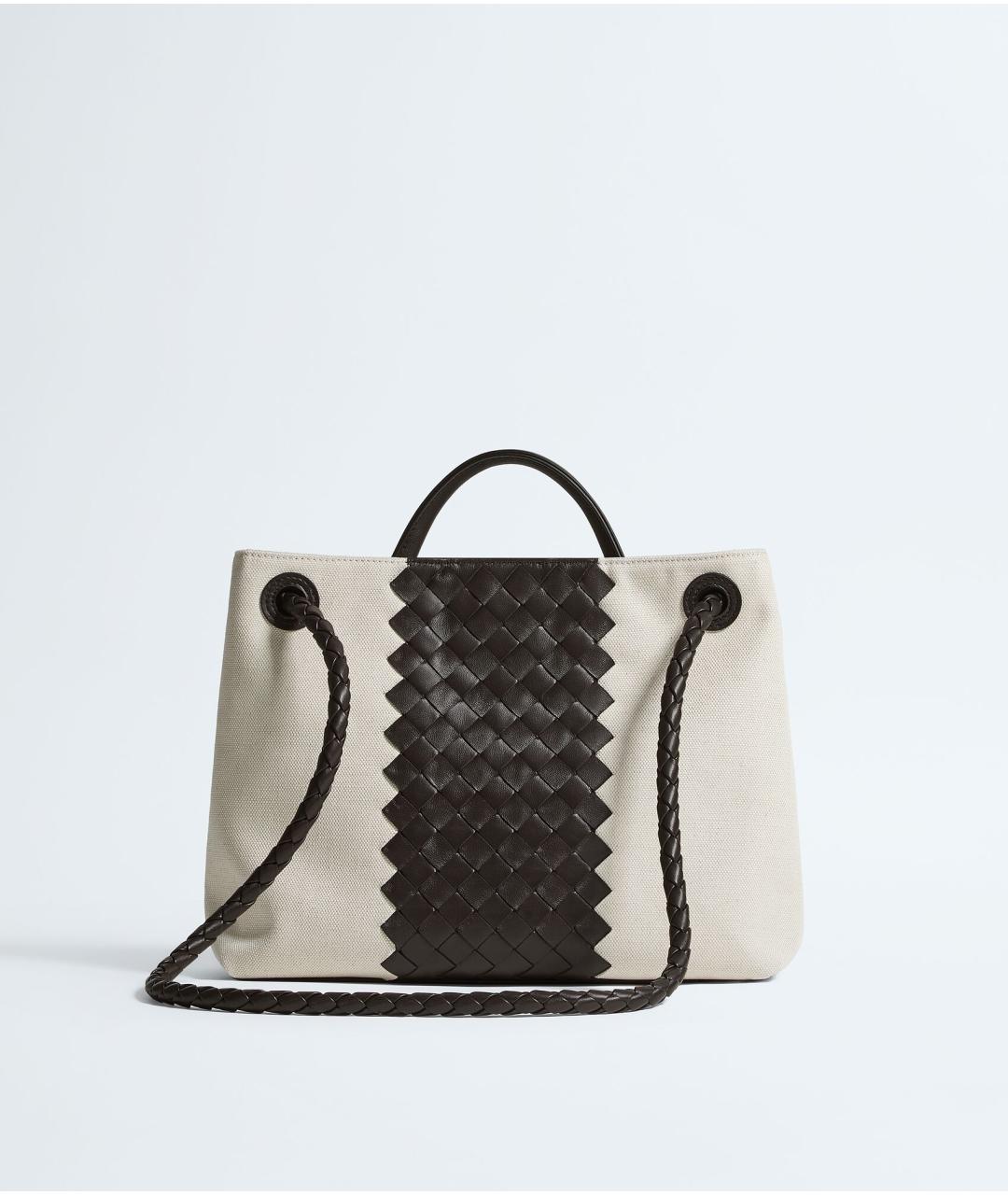 BOTTEGA VENETA Бежевая льняная сумка с короткими ручками, фото 5