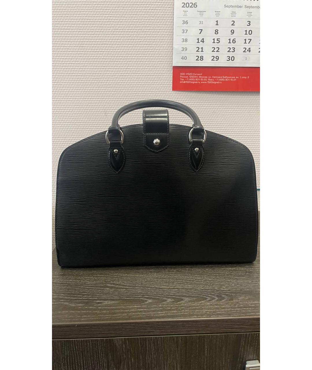 LOUIS VUITTON Черная кожаная сумка тоут, фото 2