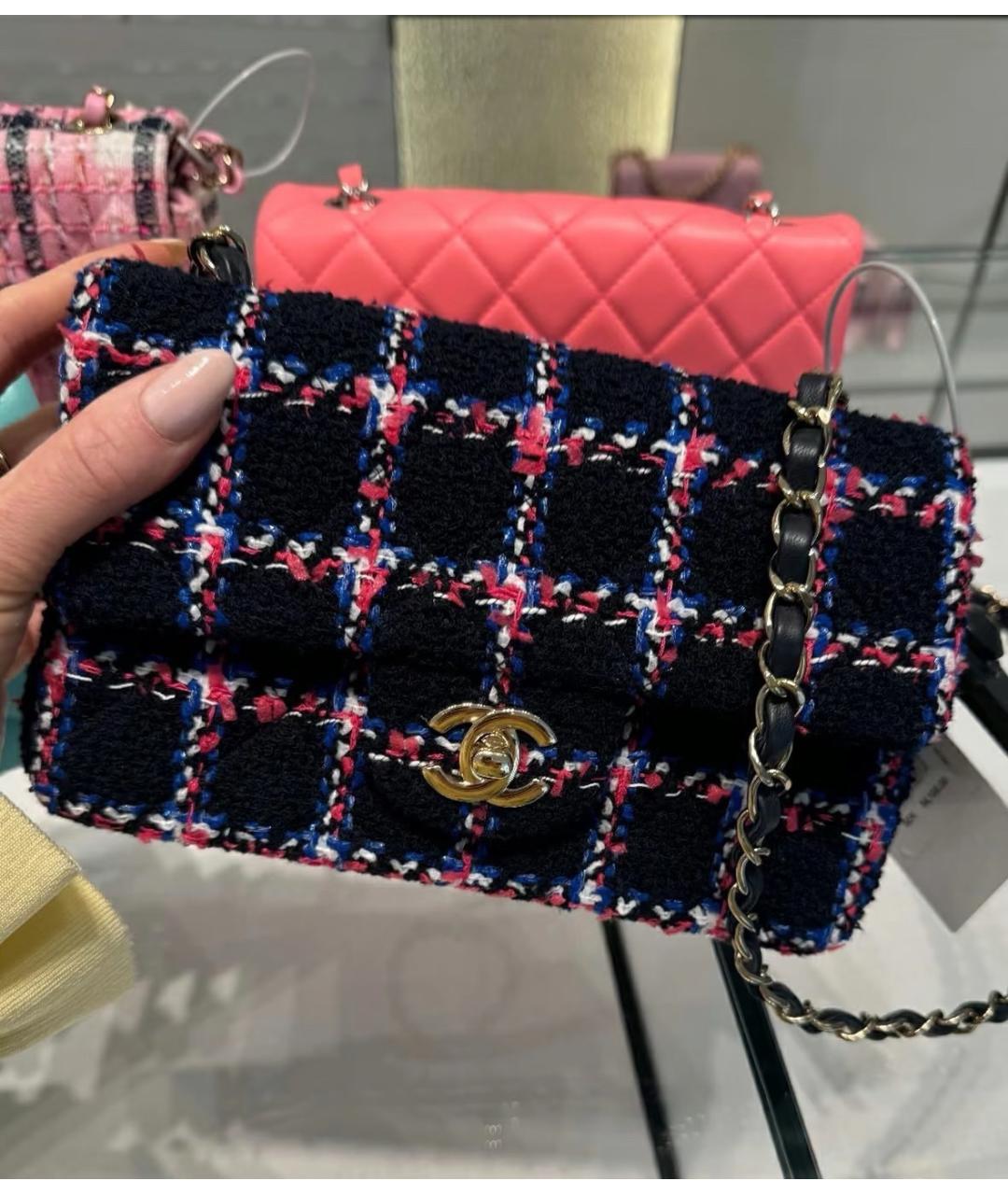 CHANEL Темно-синяя твидовая сумка через плечо, фото 2